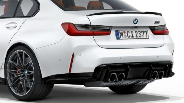 Rear design BMW M3 Competition Sedan Frozen Brilliant White metallic G80 2020 BMW M3 Competition Sedan G80 2020 Frozen Brilliant White metallic Rear design rear view