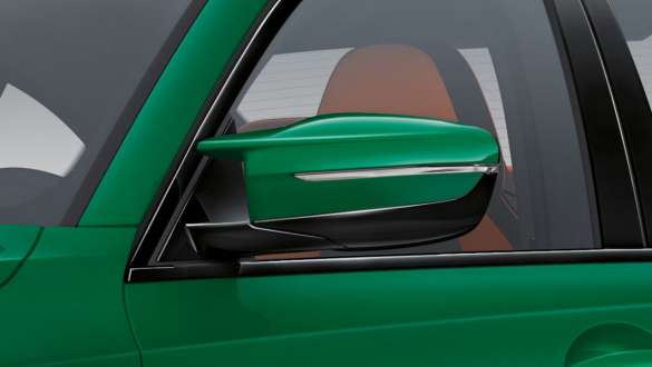 M Exterior mirrors BMW M3 Sedan G80 2020 BMW M3 Sedan G80 2020 Isle of Man Green M Exterior mirrors close-up