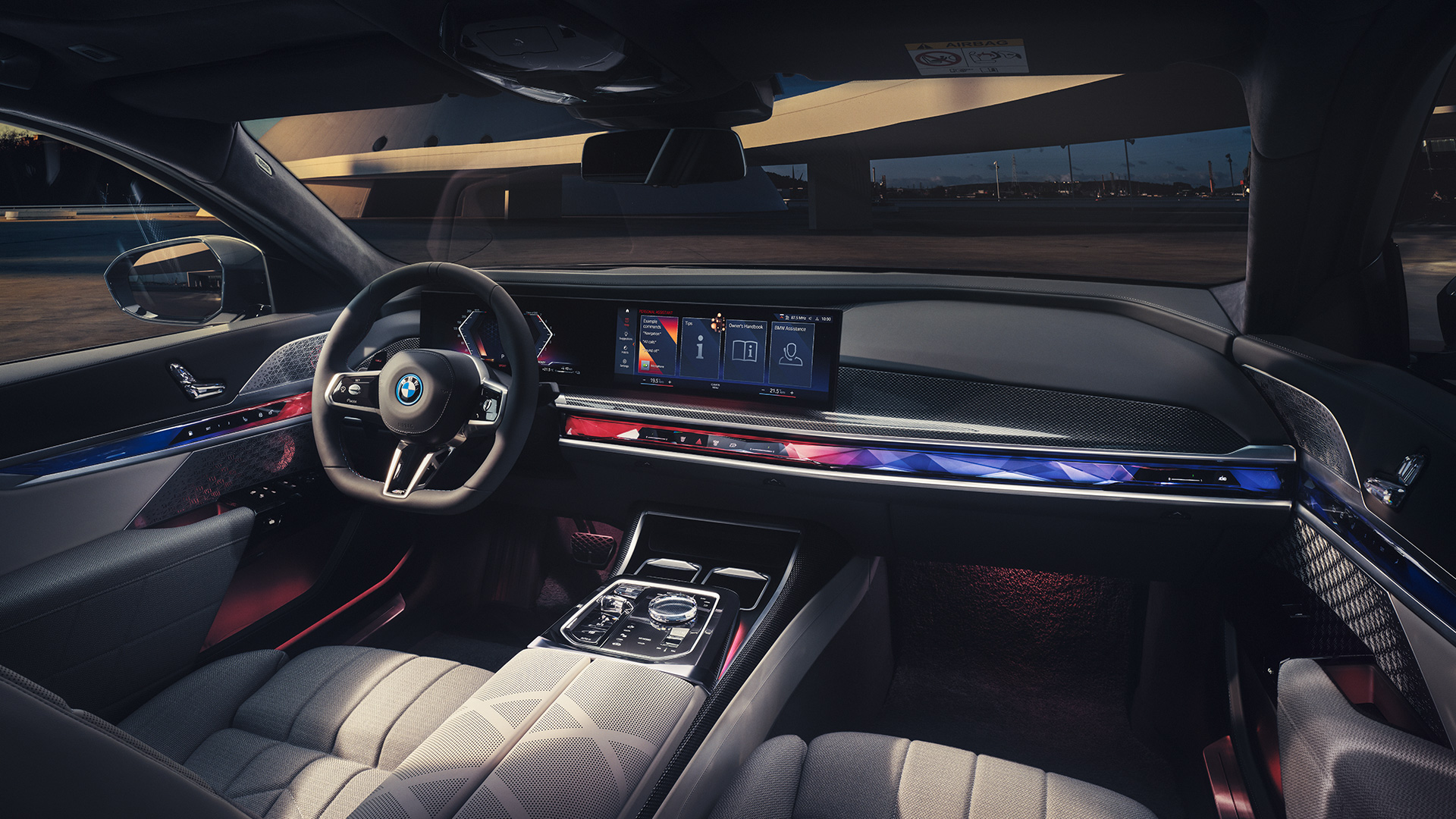 Interior Cockpit BMW M760e xDrive Sedan G70 Interior Cockpit BMW M760e xDrive Sedan G70 View from front passenger