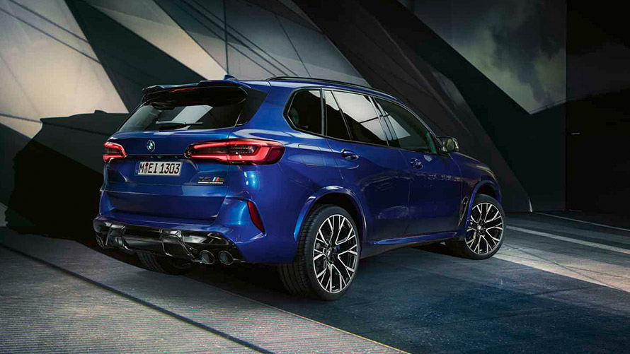 BMW X5 M F95 three-quarter rear view standing BMW M Series BMW X5 M F95 three-quarter rear view standing