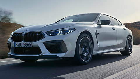 BMW M8 Gran Coupé F93 three-quarter side view standing  BMW M Series BMW M8 Gran Coupé F93 three-quarter side view standing