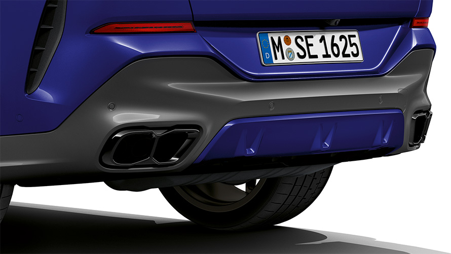 BMW X6 M60i xDrive G06 MP exhaust system close-up 