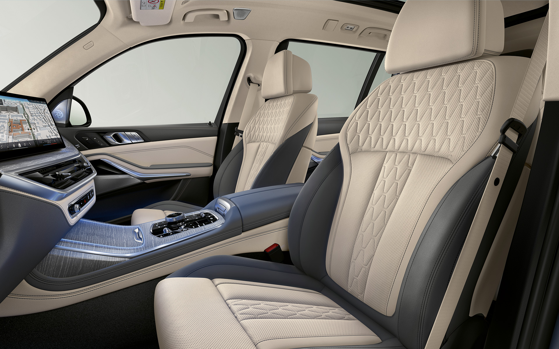Sensafin upholstery View of the driver's seat from the side BMW X7 G07 LCI 