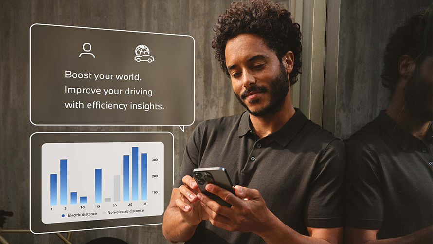 BMW Sustainability My BMW App man with smartphone in his hand